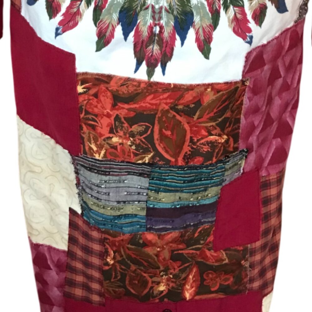 Upcycled Patchwork Duster, Southwestern Aztec Mag… - image 11